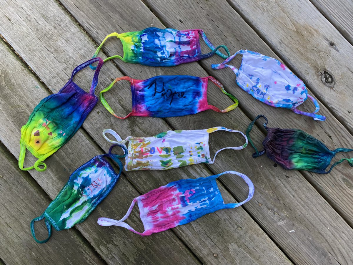 ELLs wrote their word of the year on plain white masks and tie-dyed them.  Thank you for the wonderful school year, students. My word of the year would be perseverance! Have a great summer! <a href="/SiegelMiddle/">Siegel Middle School</a> #ESL