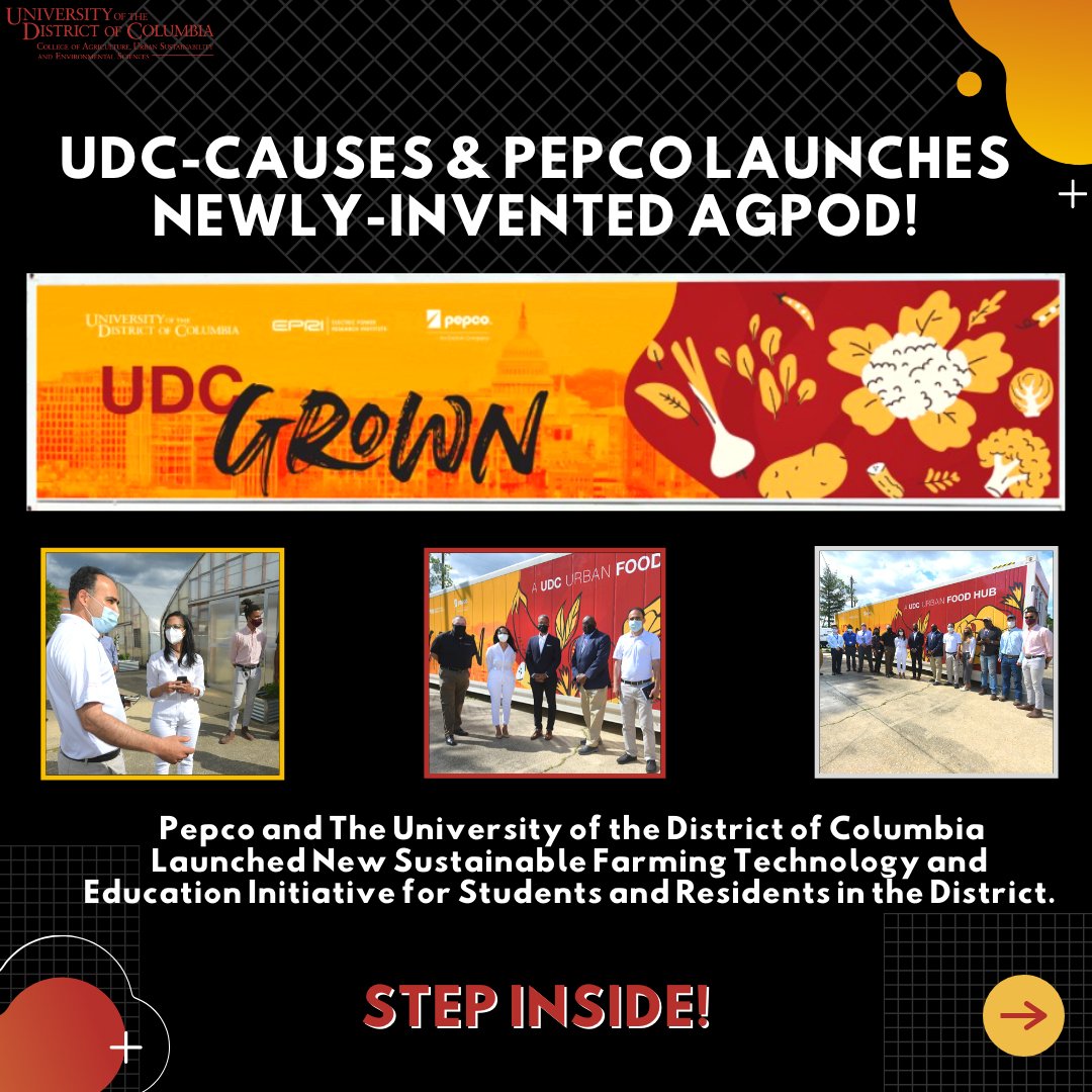 UDC_CAUSES's tweet photo. Exclusive News: UDC (@udc_edu) has collaborated w/ Pepco (@PepcoConnect) to launch the Ag Pod, a sustainable indoor vertical growing environment. Learn more about our mission for the Ag Pod &amp; how it can contribute to farming technology: https://t.co/Nuf6rYn8SF
#AgPod #Agriculture https://t.co/wiSch2Dc4A