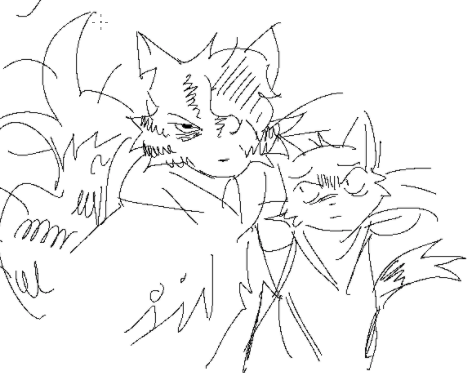 me mugz and azul were drawing dsmp warrior cats heres a doodle dump from our aggie board 