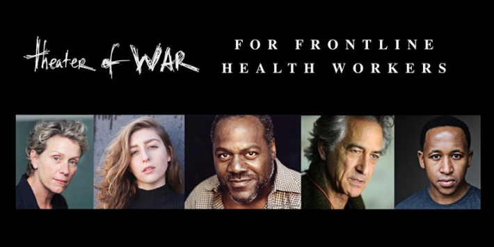 Live this Thursday: A special <a href="/TheaterofWar/">Theater of War Productions</a> event featuring Frances McDormand, Marjolaine Goldsmith, Frankie Faison, David Strathairn, Nyasha Hatendi aims to foster resilience, build community and spur positive action in the wake of #COVID19. RSVP 🎭➡️  bit.ly/34iWng8