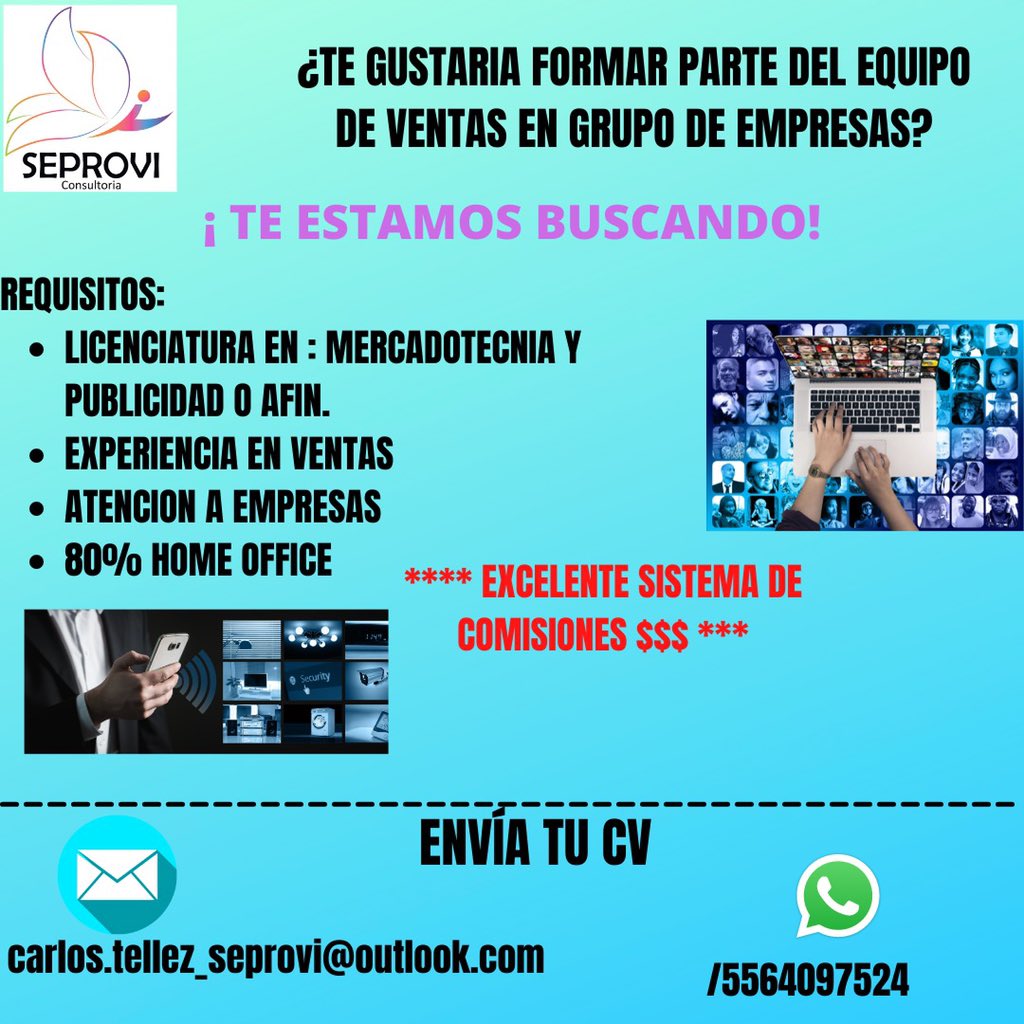 CSeprovi's tweet photo. OPORTUNIDAD LABORAL 📌📌📌📌📌📌📌

** Si te gustaría formar parte del equipo de ventas en grupos de empresas ***** Y cumples con los requisitos 💯 regístrate en el siguiente link: 

https://t.co/pczebAkaQa https://t.co/PF6fJLM9CS