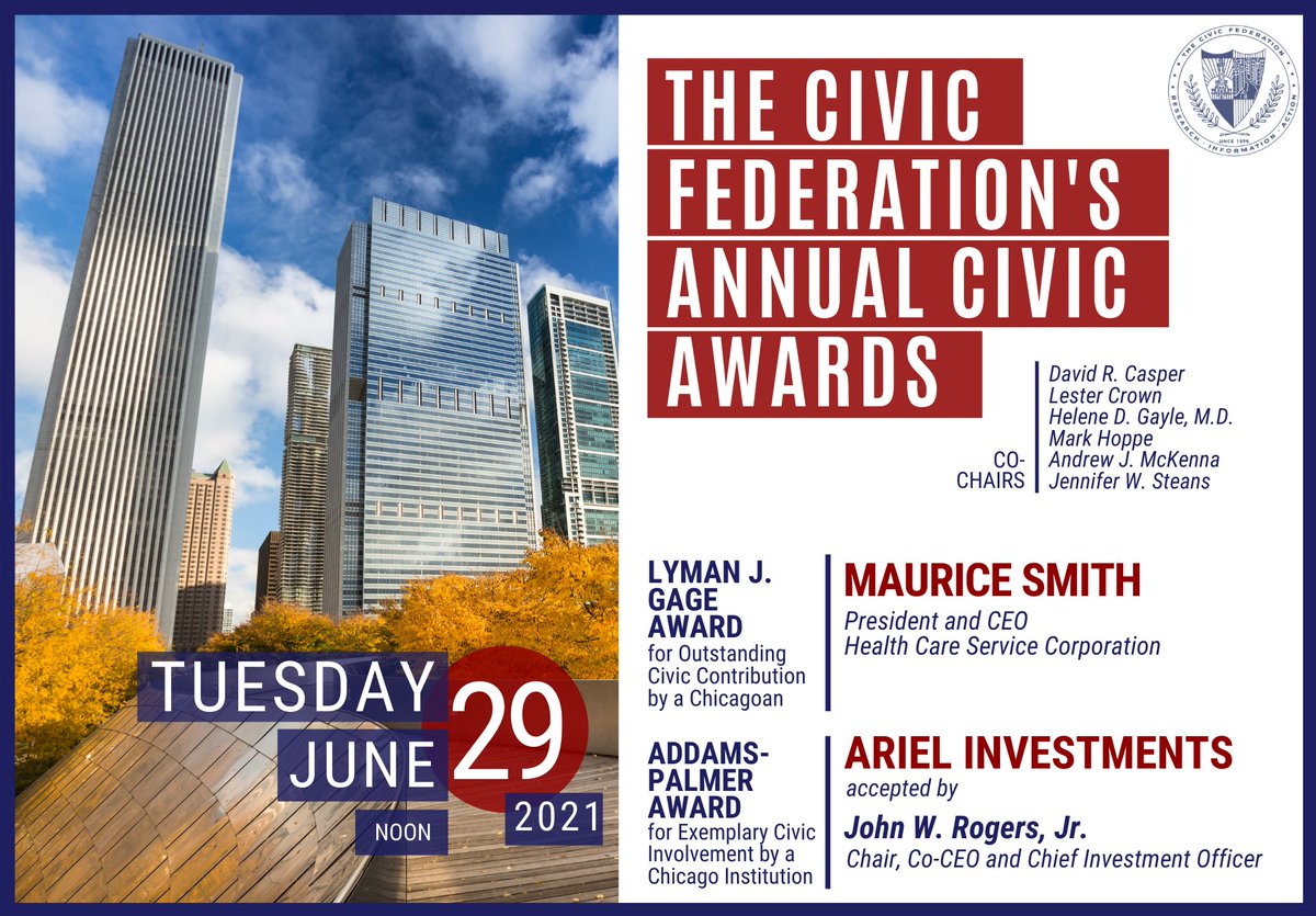CivicFederation's tweet photo. Registration is OPEN for the 2021 Annual Civic Awards!
visit https://t.co/iHH8OZ2eer or https://t.co/tlRCbTj7j6 for more information, sponsorship opportunities and online registration. https://t.co/ik0oGz17Xi