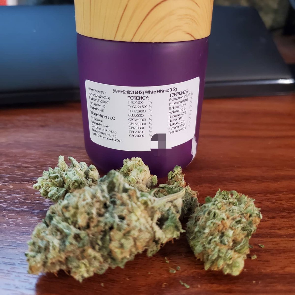 bud_ease_'s tweet photo. White Rhino 3.5g from #wholeplantshealth. This one is a winner. I've always loved White Rhino. It puts me where I need to be at the end of the night. Great pain reliever and sleep aide. #pacannabiscommunity #pamedicalmarijuana #pammjpatients #pammj #pammjreviews #pammjpatient https://t.co/PxRqI5cLWy
