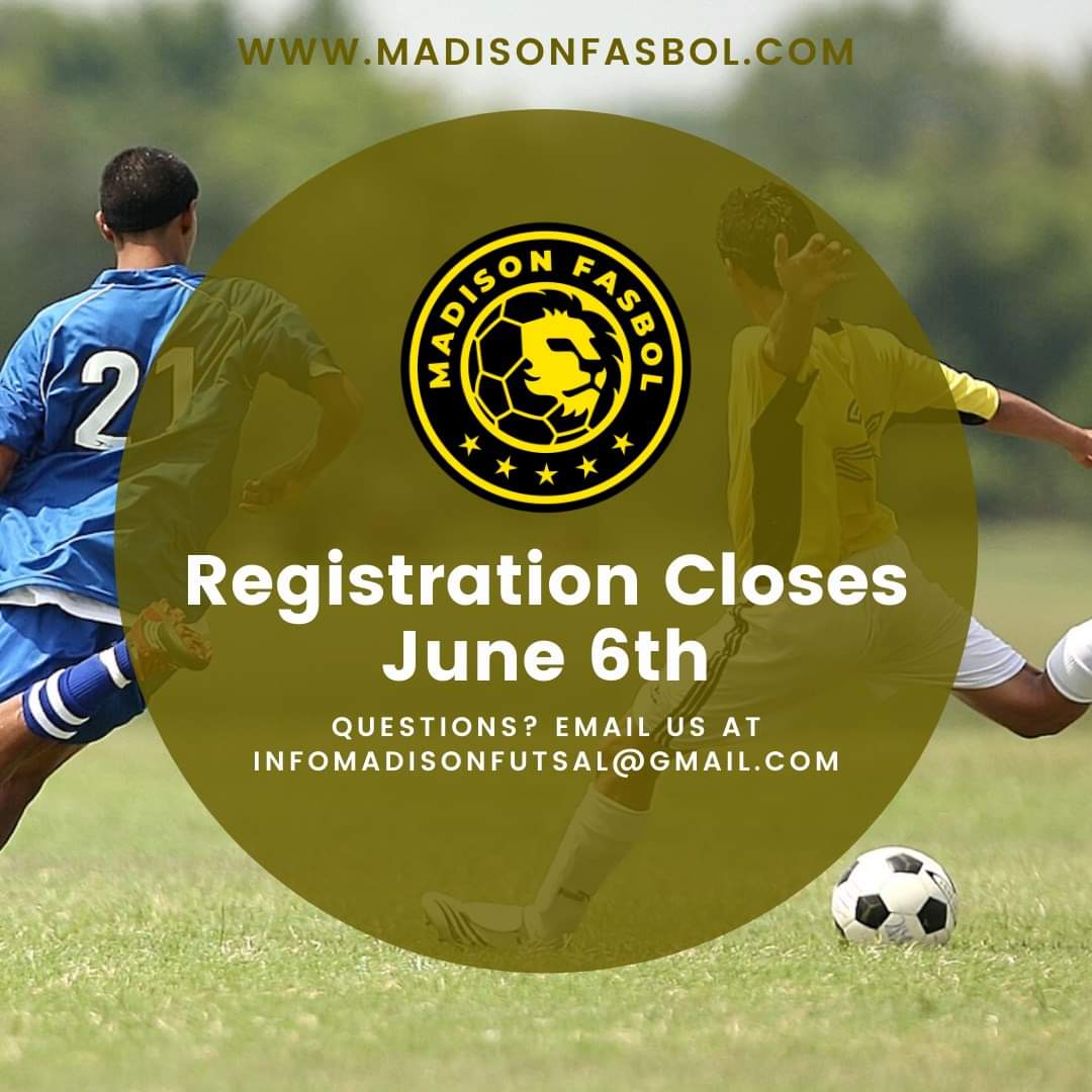 Registration closes soon for our new 2021 Summer Fasbol League!
Visit madisonfasbol.com for more information.
#fasbol #madisonwi #futsal #madisonfutsal