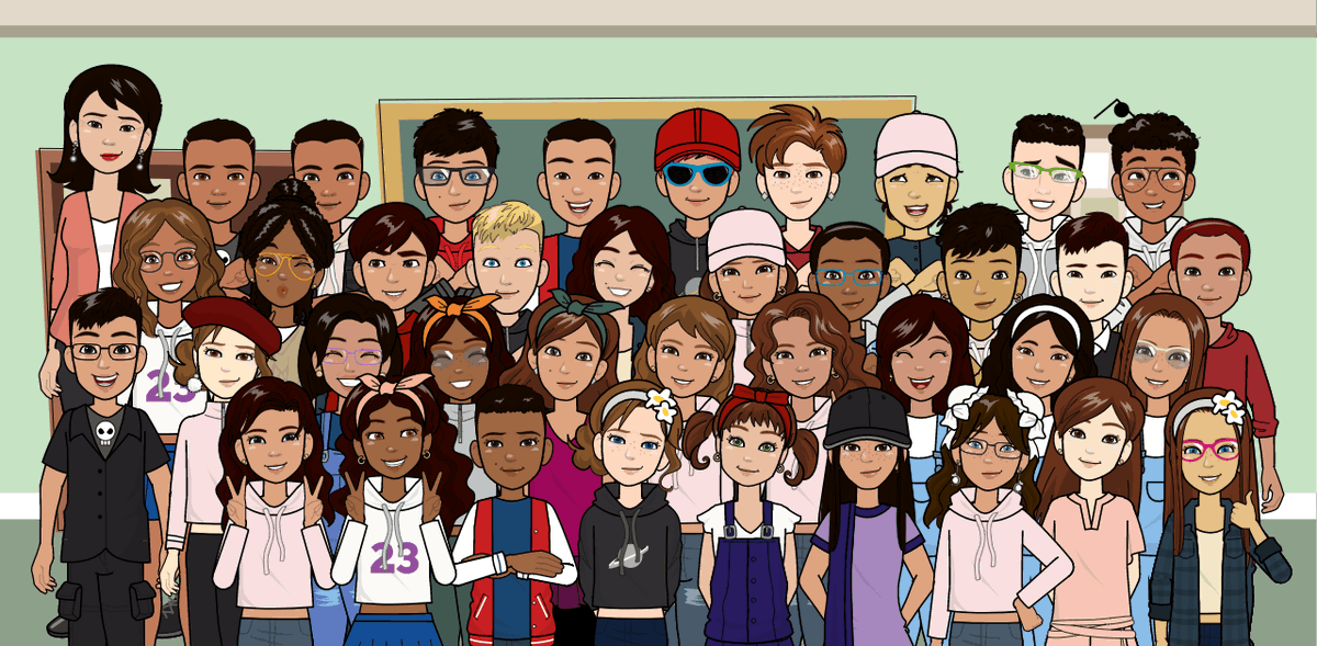 TessSmithTX's tweet photo. We did not do class picture portraits this year but @Pixton allowed us to create one for both our virtual and traditional class. The students were able to create their own avatar and recognized each other. #BlantonBulldogs #CFBMattersToMe @misstrigueros @MrsSadler5 @mstranstem https://t.co/40XShkdVQo