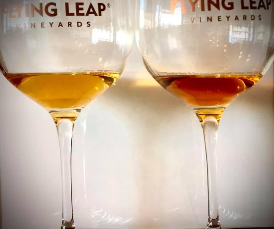On the left, brandy (Grenache) aged 2 yrs in toasted French oak barriques (Limousin forest). On the right, the same brandy, same oak but aged 4.5 yrs - the difference in aromatics, flavor &amp; nuance is stunning. We produce brandy from our #azvineyard harvests in S/SE AZ.