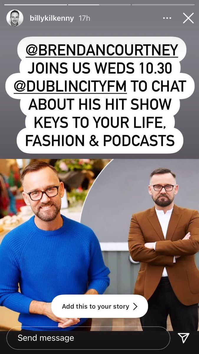 <a href="/BillyKilkenny/">Billy Kilkenny Greene</a> and <a href="/katherinelyncho/">Katherine Lynch</a> chat to <a href="/BrendanCourtney/">Brendan Courtney</a> on  <a href="/dublincityfm/">Dublin City FM</a>  #Goodmorningdublin at 10am
