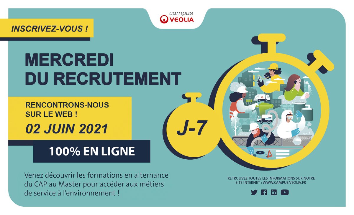 Veolia / Campus Veolia (@campusveolia) on Twitter photo avant-dernier MERCREDI DU RECRUTEMENT
100% en ligne docs.google.com/forms/d/e/1FAI…
<a href="/Veolia_FR/">Veolia France</a> propose + de 350 postes #alternance du CAP au MASTER en France #1jeune1solution #Recrutement
<a href="/Le_CIDJ/">CIDJ</a> @CRIJ_BFC @crijoccitanie @crijtoulouse @CRIJ_Caen <a href="/crijBZH/">CRIJ BZH</a> @onisep <a href="/plieplaineco/">Plaine Commune PLIE</a> <a href="/anaf_fr/">Association des Apprentis de France</a> avant-dernier MERCREDI DU RECRUTEMENT
100% en ligne docs.google.com/forms/d/e/1FAI…
<a href="/Veolia_FR/">Veolia France</a> propose + de 350 postes #alternance du CAP au MASTER en France #1jeune1solution #Recrutement
<a href="/Le_CIDJ/">CIDJ</a> @CRIJ_BFC @crijoccitanie @crijtoulouse @CRIJ_Caen <a href="/crijBZH/">CRIJ BZH</a> @onisep <a href="/plieplaineco/">Plaine Commune PLIE</a> <a href="/anaf_fr/">Association des Apprentis de France</a>
