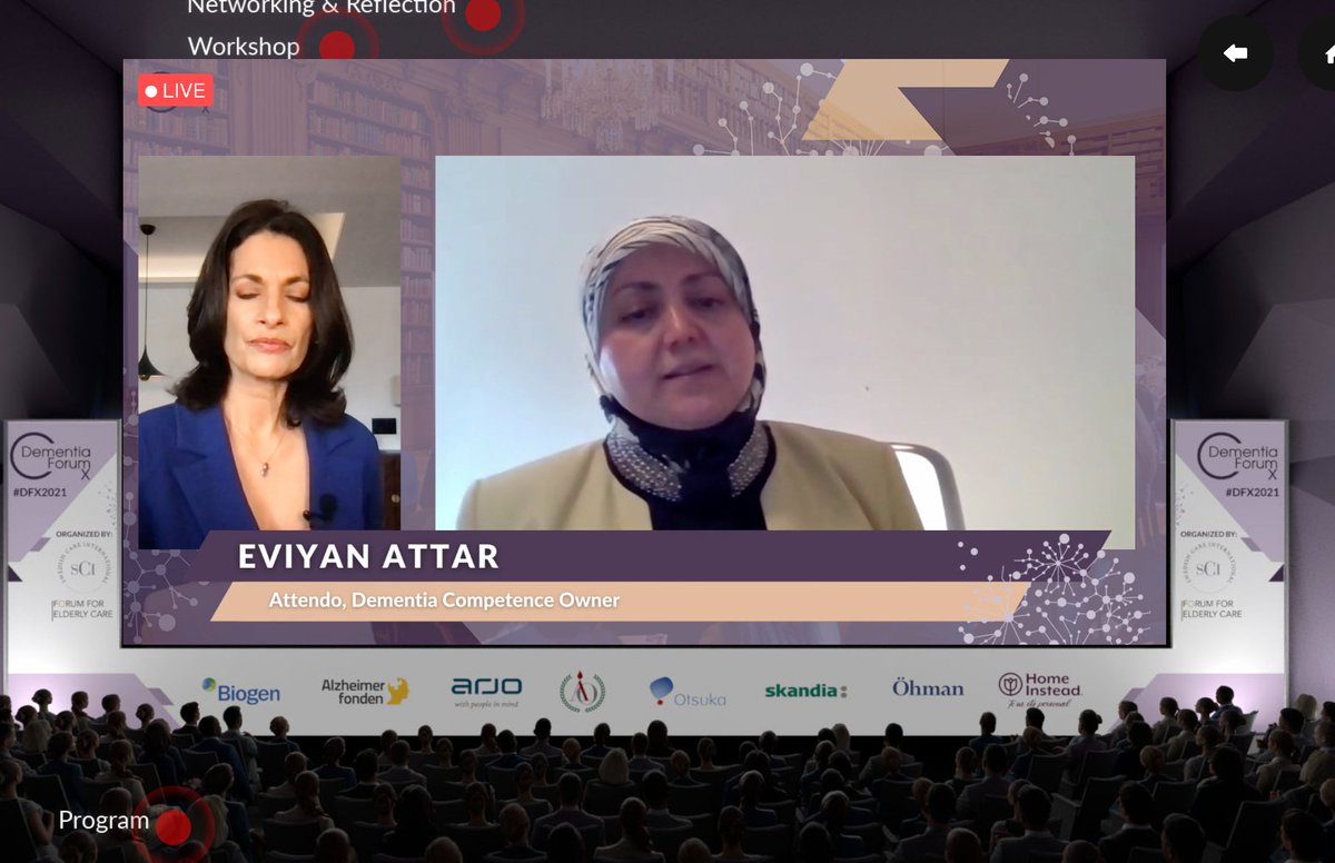 "My hope…(is that)… here in #Sweden…we will have a dementia-friendly society that cares about people living with dementia, the diagnosis and understands the problems they face." - Eviyan Attar <a href="/AttendoSe/">Attendo</a> #DFX2021