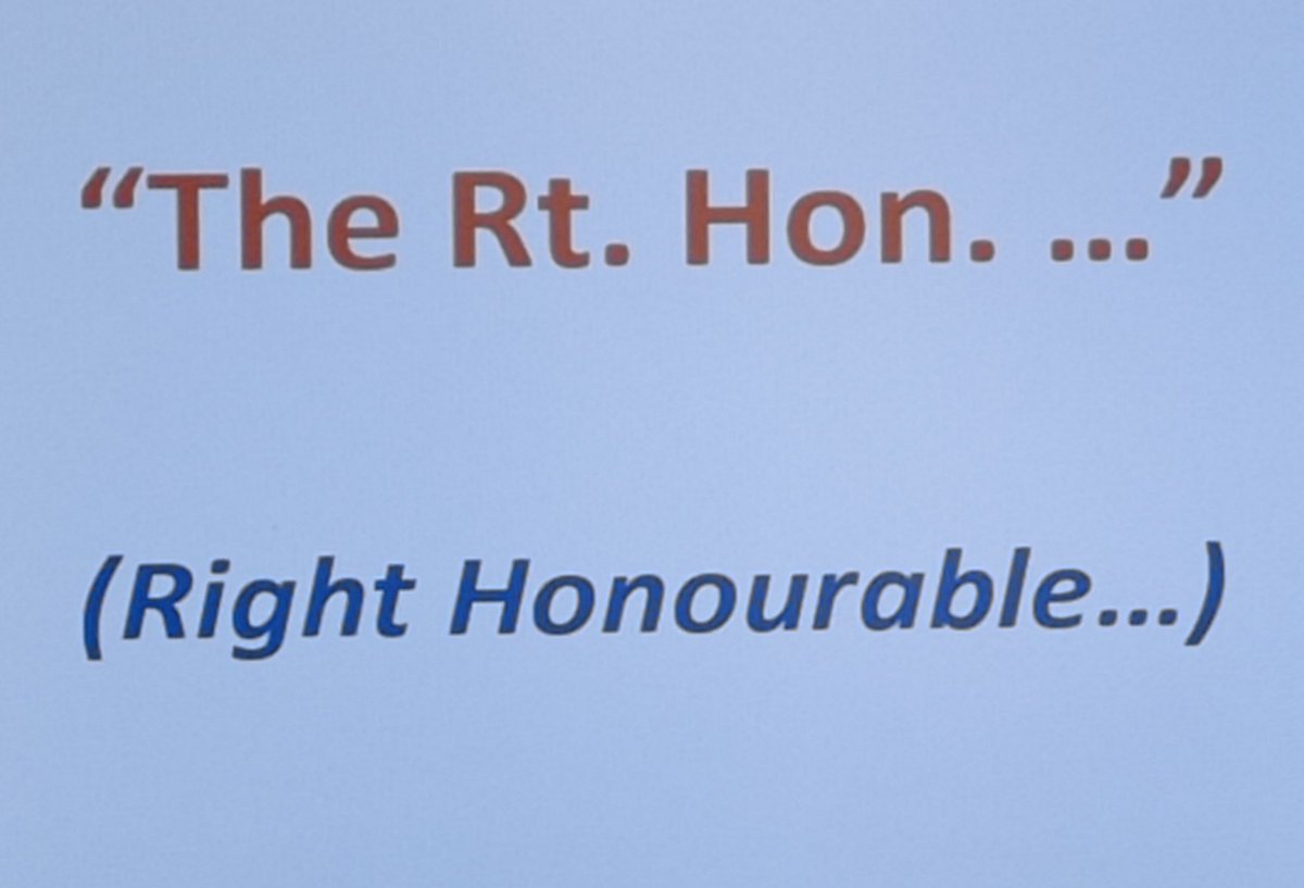 podeke's tweet image. #Protocol101
How to formally address the Speaker of Parliament:

Initially: The Rt. Hon. Speaker of Parliament.

...and in continued correspondence, it is okay to to use &quot;Mr. Speaker,&quot; (male) or &quot;Madam Speaker,&quot; (female).