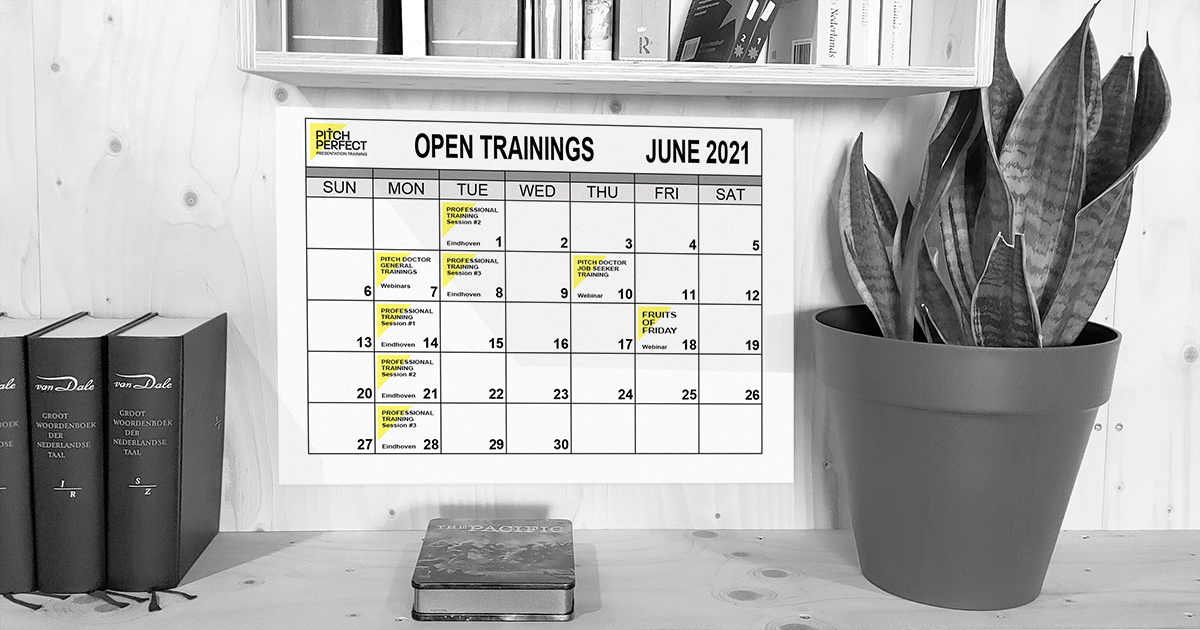It's now or... after a long and joyful summer. So grab your spots now! Last trainings until September. Check out the dates for Professional, Pitch Doctor Job Application, General or Fruits of Fridays pitch training on pitch-pefect.nl/calendar #presentations #pitch #publicspeaking