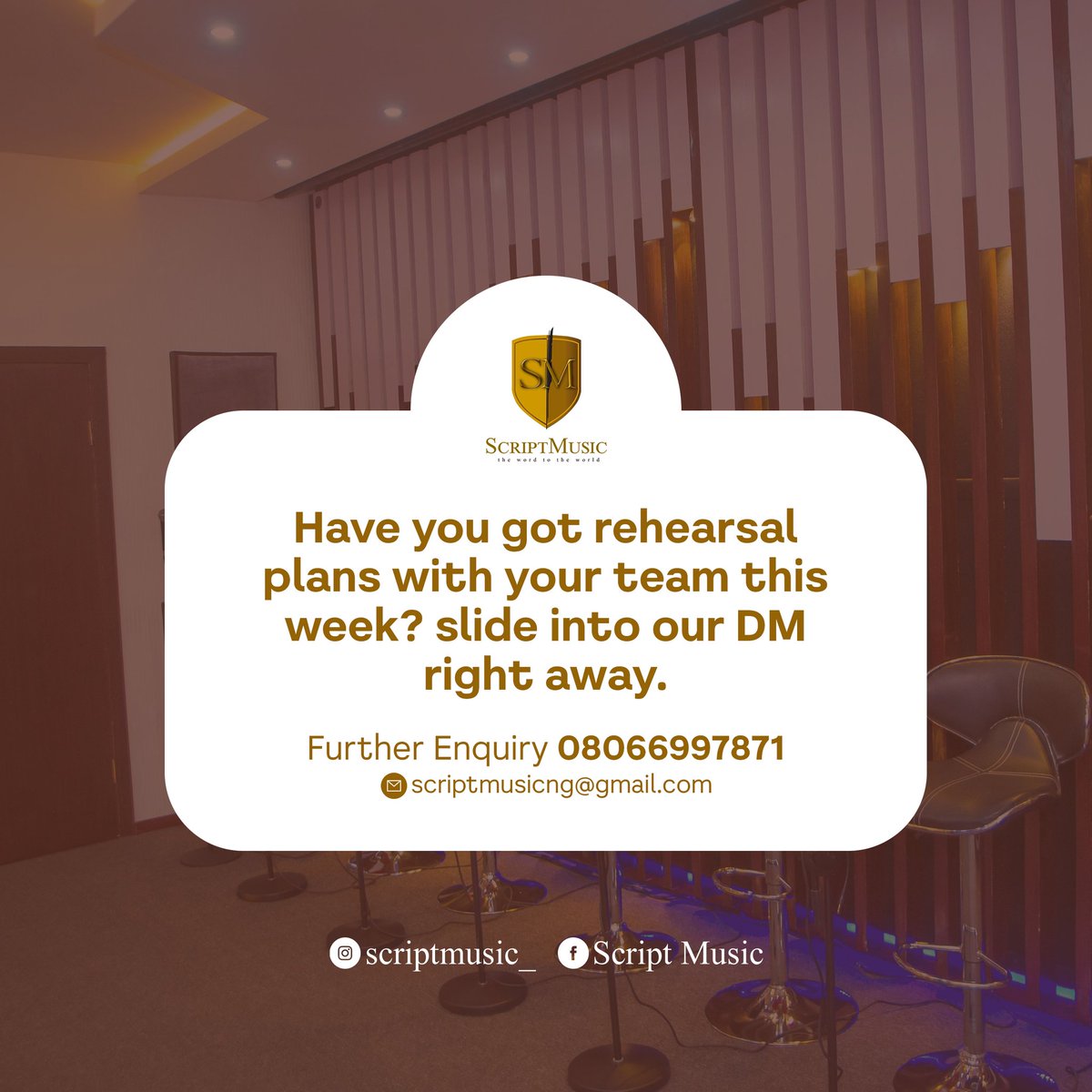 scriptmusicng's tweet image. It's the start of a new day. 🌅🌅
Let's be a part of your plan for this week.
.
Rehearsal sessions are always cozy and productive at Script Music 🙌🏾
.
#scriptmusic #scriptplanetglobal #musicsessions #musicians #rehearsalroom #rehearsalvenue #musicproduction #rehearsalplace