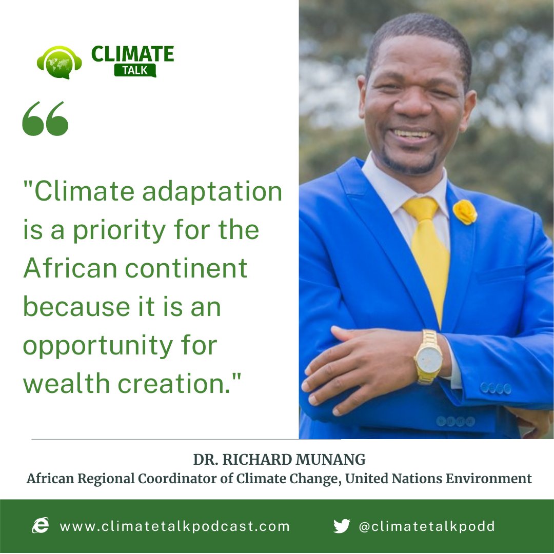 On previous episode with @RichardMunang. He speaks on the politics of climate financing in Africa. And why Climate adaptation is a priority for the African continent because it is an opportunity for wealth creation.

Listen here: 
climatetalkpodcast.com/ct002-intervie…

#AfricaDay2021
#climate