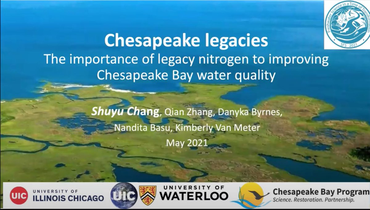 shuyo5's tweet image. Hi #sfs2021 folks! Here is our recent work about the importances of N legacies to water quality improvement in the #Chesapeake bay region. Very excited to chat with you tomorrow in the moderated session-C27. @VanmeterKVM @QIANZHANG1 @DanykaKByrnes @nanditabasu2 #Vanmeterlab