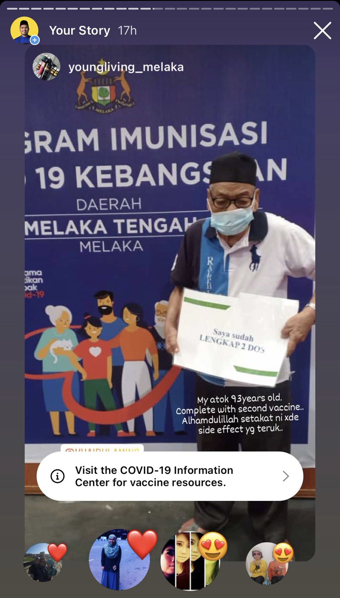 khairulaming's tweet photo. Kalau parents anda masih tak yakin nak ambil vaksin, pls show them my ig stories. I have reposted sebanyak mungkin gambar2 warga emas yg dah selamat ambil vaccine, termasuk yg berumur 90 lebih. Ada beratus lagi stories yang orang ramai dah tag tapi belum repost lagi 💪🏻 https://t.co/Yu3lkRSyFT
