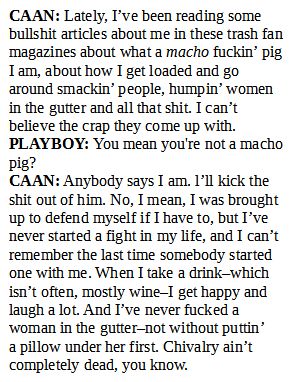 JFrankensteiner's tweet photo. The 1976 James Caan Playboy interview goes so hard https://t.co/CSxmLCXW9E