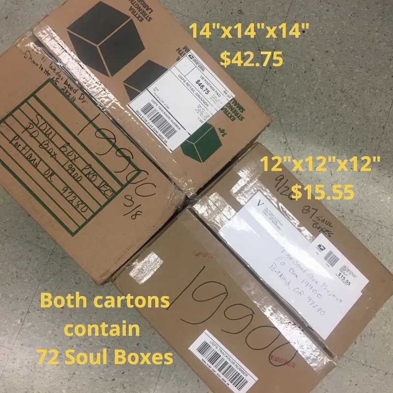 SoulBoxProject's tweet photo. Tomorrow is the 26th, our #BoxingDay, when we'll mask up and collect #SoulBoxes that Portland area volunteers made. If you aren't local, please mail them to us. Pick a box of the correct size becaues it could save you some postage.Thanks! #MakeABox #SendItIn #ItCounts https://t.co/CNZNPE8kvC