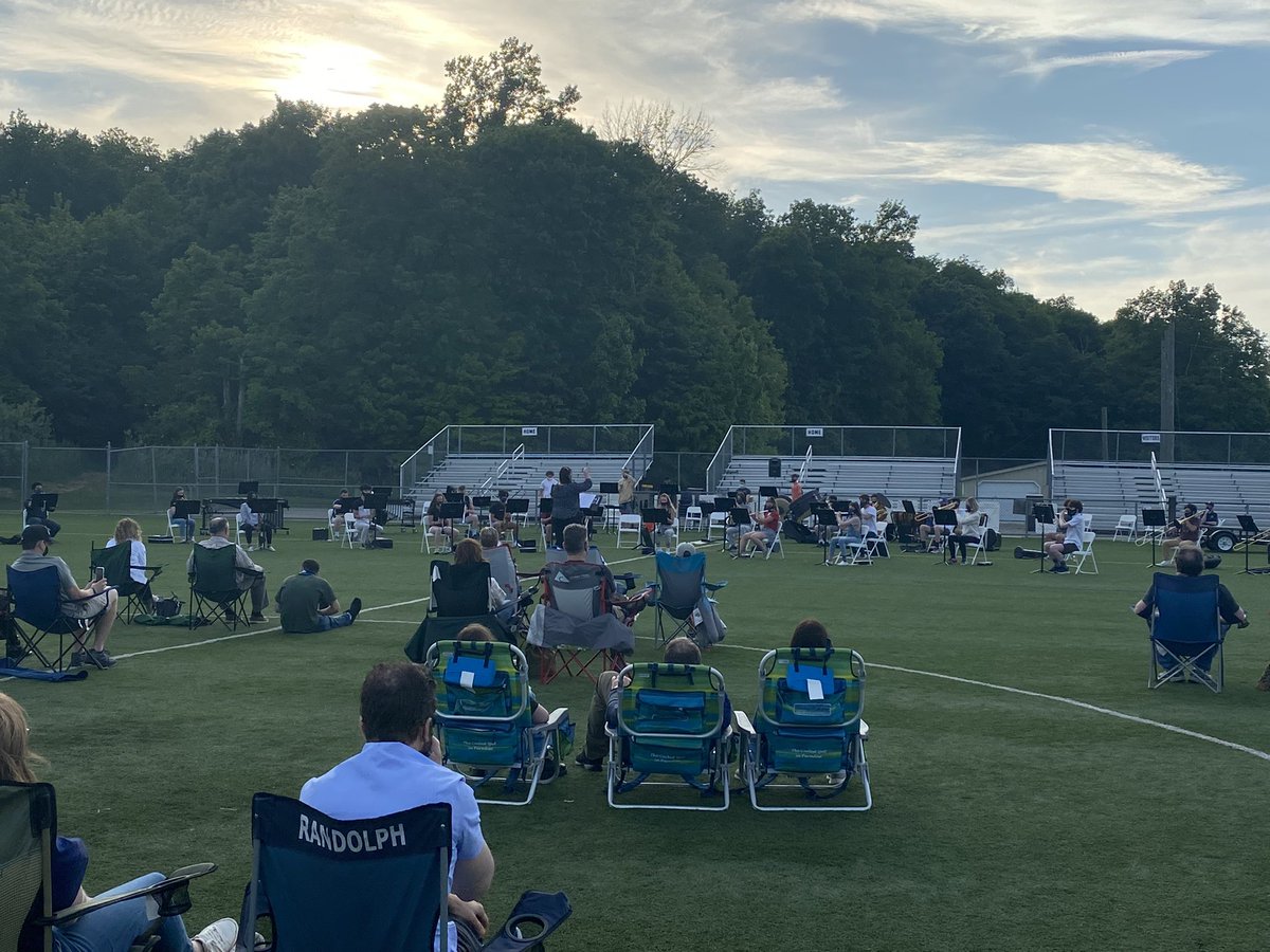 MJSPerrone's tweet photo. Enjoying a beautiful evening listening to our outdoor open rehearsal featuring our HS Symphonic Winds and Wind Ensemble! @RandolphSchools https://t.co/uWuiznj3OY