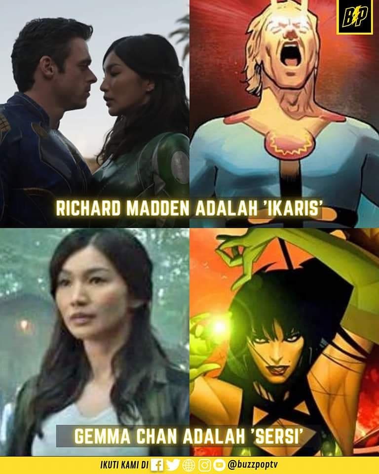 buzzpoptv's tweet image. #TriviaFilem - Daripada IKARIS (Richard Madden) kepada DRUIG (Barry Keoghan) kenali 11 watak utama dari filem ETERNALS!

#Eternals #MCUPhase4 #MarvelStudios
