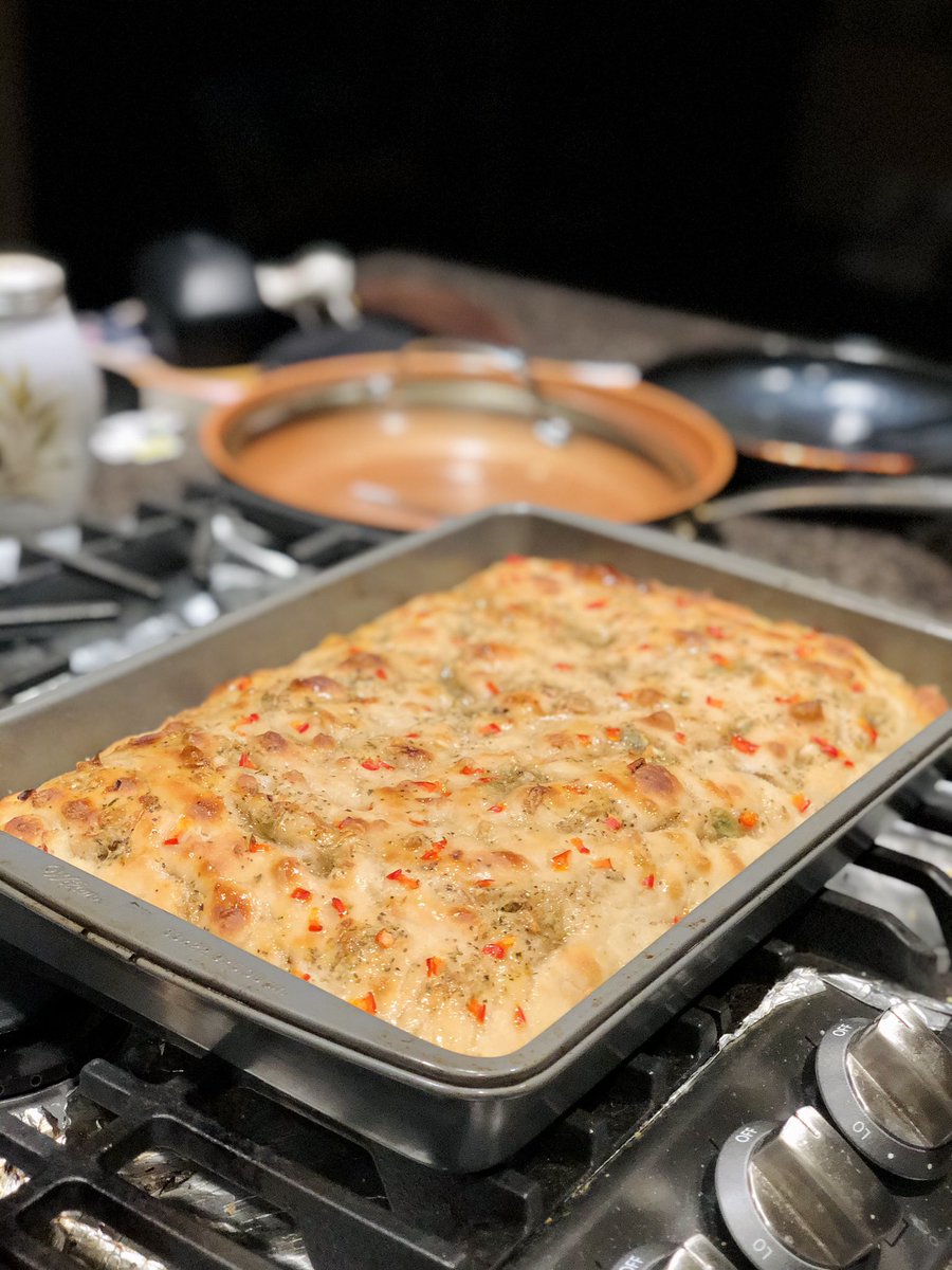 NamirahQuadir's tweet photo. Realized tonight I’ll never be back in the crumbling halls of #KCVI rushing at the bell to buy a loaf of Pasta Genova’s famous focaccia... mine turned out nicely, but it can’t compare. https://t.co/GdHFFeemim