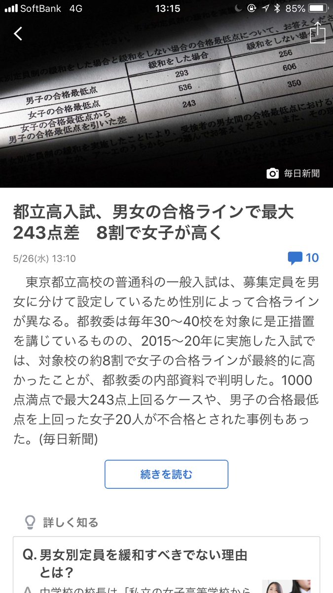 受験の闇 都立高校入試の合格点が男女で243点も差があるのどう思う 募集定員を男女で分けるのは止めるべき 差別 性差合格ライン議論 感想 Togetter
