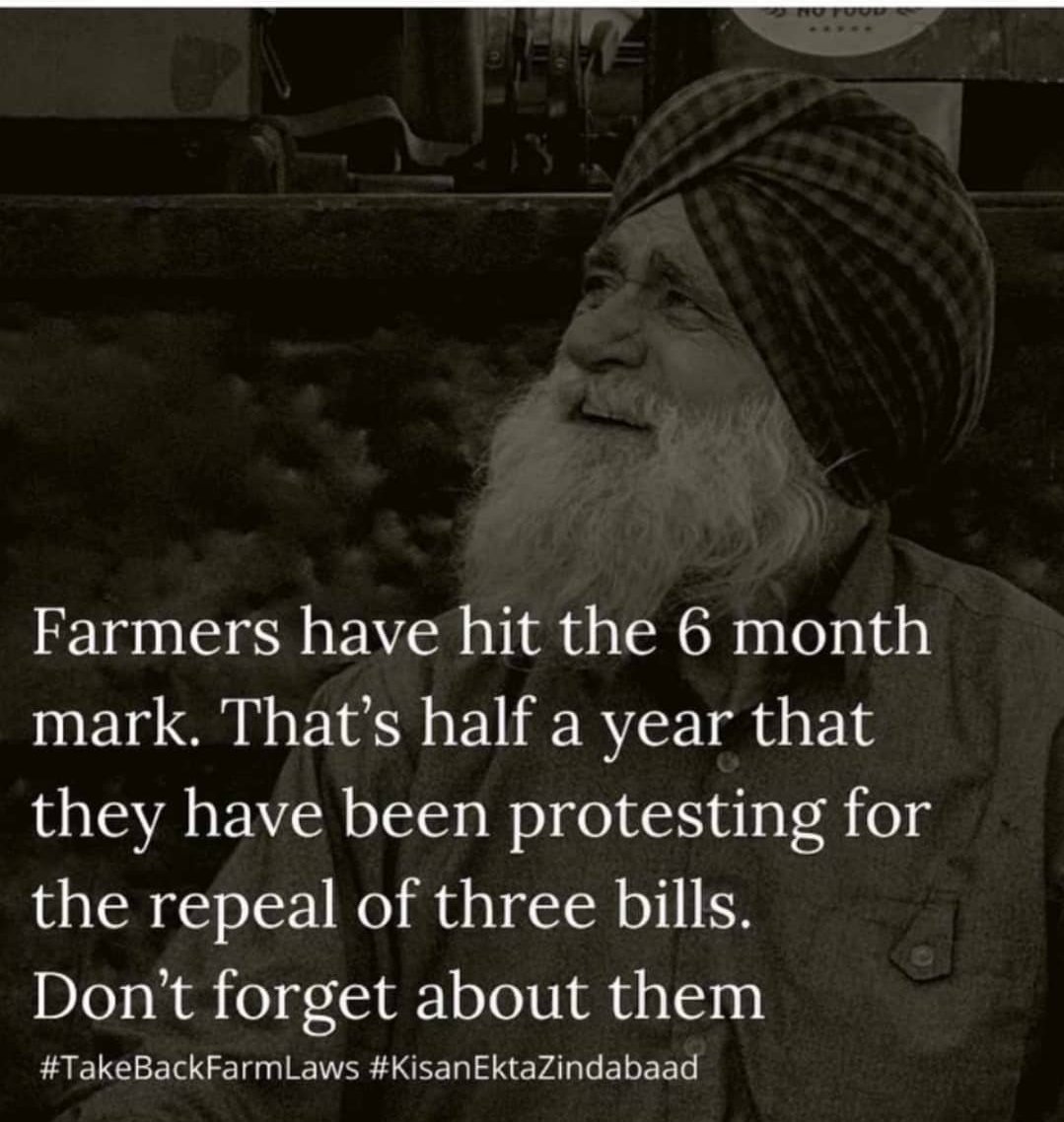 bajwa9007's tweet photo. 6 MONTHS OF HISTORIC FARMERS STRUGGLE .
#StandWithFarmers #Black_Day_Of_Farmers
#NationalBlackDay 
#kissanmajdoorektazindabad https://t.co/uTFmBrsJkO
