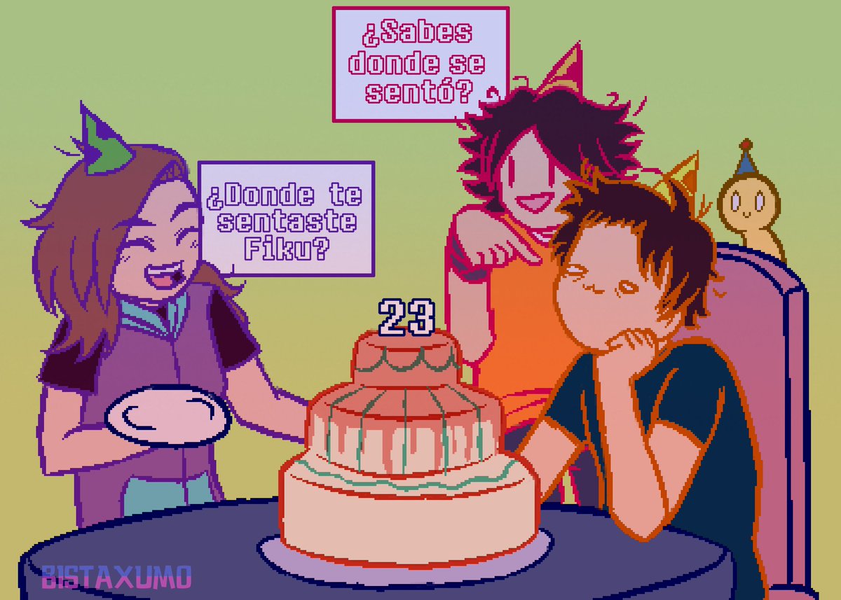 BistaXumo_'s tweet photo. @ElFikuWTF
¿FELIZ NO CUM?
Fijate en donde te sientas, en especial porque duermes con BUEBOS AAAAAAAAA
Espero te guste mi intento de PixelArt >:3
@LauvikART te meto porque si XD
#pixelart #fiku #owo https://t.co/PfTMPR92QN