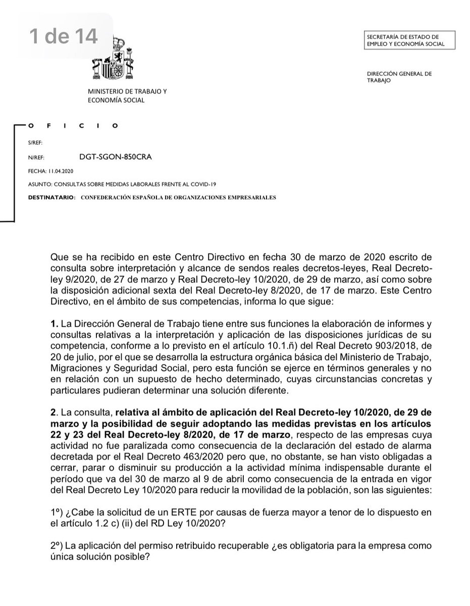 AsGradSociales's tweet photo. 🛑 Consulta DGT 5/5/21 sobre el ámbito de aplicación de la SME (salvaguarda mantenimiento de empleo).
#JusticiaSocial #GraduadoSocial #Laboralista #AsocGS #AsocGraduadosSociales #ExpertosenDerechodelTrabajoydelaSeguridadSocial
#PresenteyFuturo
https://t.co/Tyhxu7g4am https://t.co/VgcjoiStpg