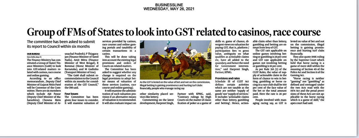 Every now and then there’s noise on the reduction of #GST on our Totalizator betting but in such an unresponsive, inefficient and detached from reality Govt which can’t even provide Oxygen & Vaccines to its people this is very minor as only 100K people’s livelihoods are effected