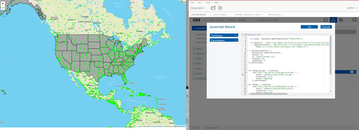 PabloValdiviaM's tweet photo. Trabajando con Web Map Service (#WMS) + #Leaflet + #Pentaho + #RequierJS + #MapBox + #PostgreSQL + #PostGis + #QGIS + #GeoServer, el siguiente paso será manipular los metadatos de las capas proveídas por el #GeoServer mediante WMS, objetivo: web maping con #Ctools de #Pentaho https://t.co/ibr9GCC50a