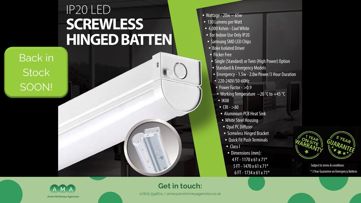 anniemckinney's tweet image. COMING BACK in STOCK SOON with @SupremePLC!

These HIGH DEMAND Screwless Hinged Battens are available at a FANTASTIC PRICE!

Get in touch NOW to find out your terms and discounts!

#BackinStock #LEDLighting #CommericalLighting