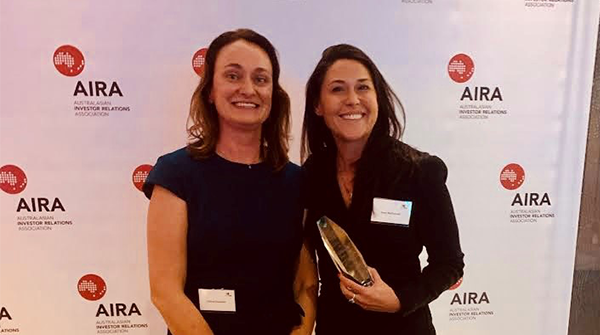 HUB24_Ltd's tweet photo. Our CFO Kitrina Shanahan and Head of Marketing &amp; Comms Anne McDonnell accepted the award for Best Investor Relations Mid Cap 100 at the AIRA awards today. So great to be recognised. #LeadingNotFollowing https://t.co/Jc2mIRDxMe