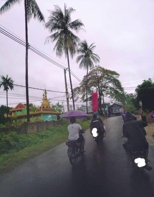 A group of young people went on motorcycles strike in Dawei amid heavy rain today.  #AuspiceRefugees<a href="/tag/whatshappeninginmyanmar"class="tags"><span>#whatshappeninginmyanmar</span></a><a href="/tag/auspicerefugees"class="tags"><span>#auspicerefugees</span></a><a href="/tag/ma"class="tags"><span>#ma</span></a>
