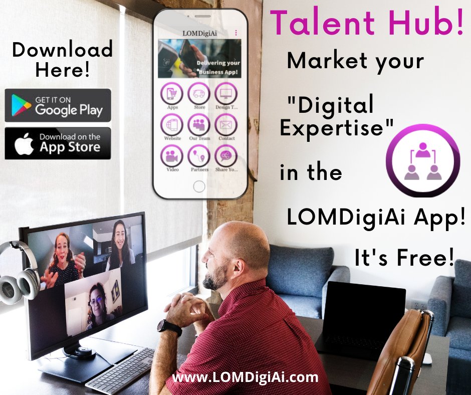 DigiLom's tweet photo. We have launched a #TalentHub in the #LOMDigiAi app list your #Digital profile or #Tech #DeveloperJobs and we will get you noticed! Let us promote you! "It's Free"
#talentboost 
#women 
#mentalhealth 
#jobseekers 
#DigitalMarketing https://t.co/jddL5cqU4E