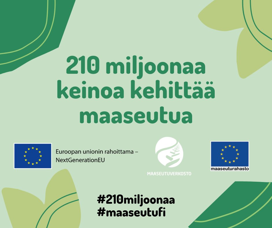 MaaseutuFi's tweet photo. Tänään luvassa: keinoja kehittää maaseutua - nimittäin puhetta EU:n elpymisrahoituksesta. 210 miljoonaa keinoa kehittää maaseutua -tapahtuma on juuri pyörähtänyt käyntiin. Otahan siis seurantaan #210miljoonaa. Päivässä mukana: @mmm_fi ja @Ruokavirasto . https://t.co/7VphKJR9bL