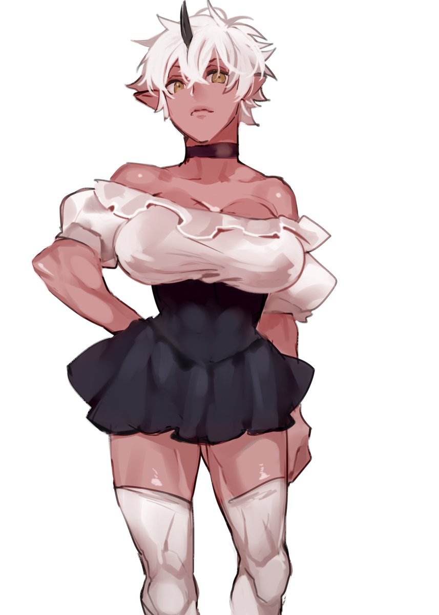 ご主人さまシリーズのリクエストで描いたものだったけど、レギュラー化した鬼娘さんの普段着 