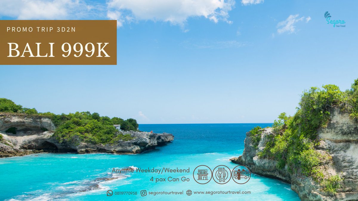 Segoro_Tour's tweet photo. 3 DAYS 2 NIGHT IN BALI ONLY idr999K 😍 anytime for min. 4 pax

Contact #SegoroTour in 08119770958 for registration.

Limited booking time, don't miss it!! 

#promobali #balitourism #balitour #howtogotobali #segorotourtravel #balisummer #summerinbali #triptobali #balitrip https://t.co/FZqdAF58Mg