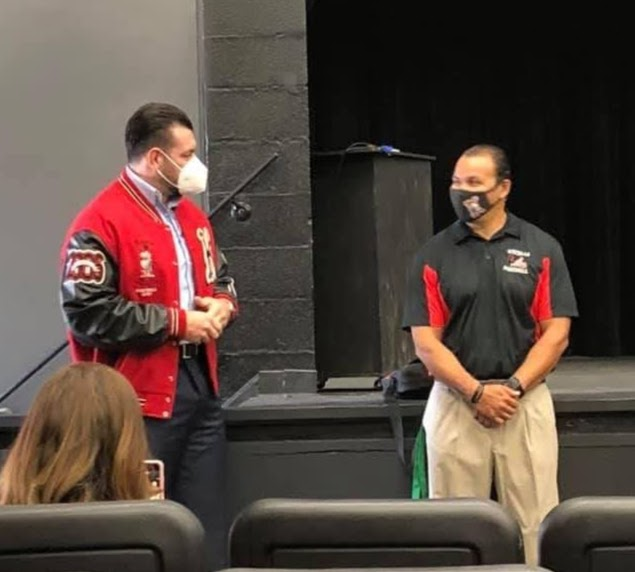 Last Thursday, Coach Viramontes was honored by Council Member &amp; Katella 🏈 alum, Avelino Valencia, &amp; Mayor Pro Tem, Steve Faessel for his 22 yrs as an educator &amp; coach.

Proud of you, Coach! The program is in great hands.
#KTown4Ever🏈
#OnceAKnightAlwaysAKnight❤️
#KatellaFamily👨‍👩‍👧‍👦