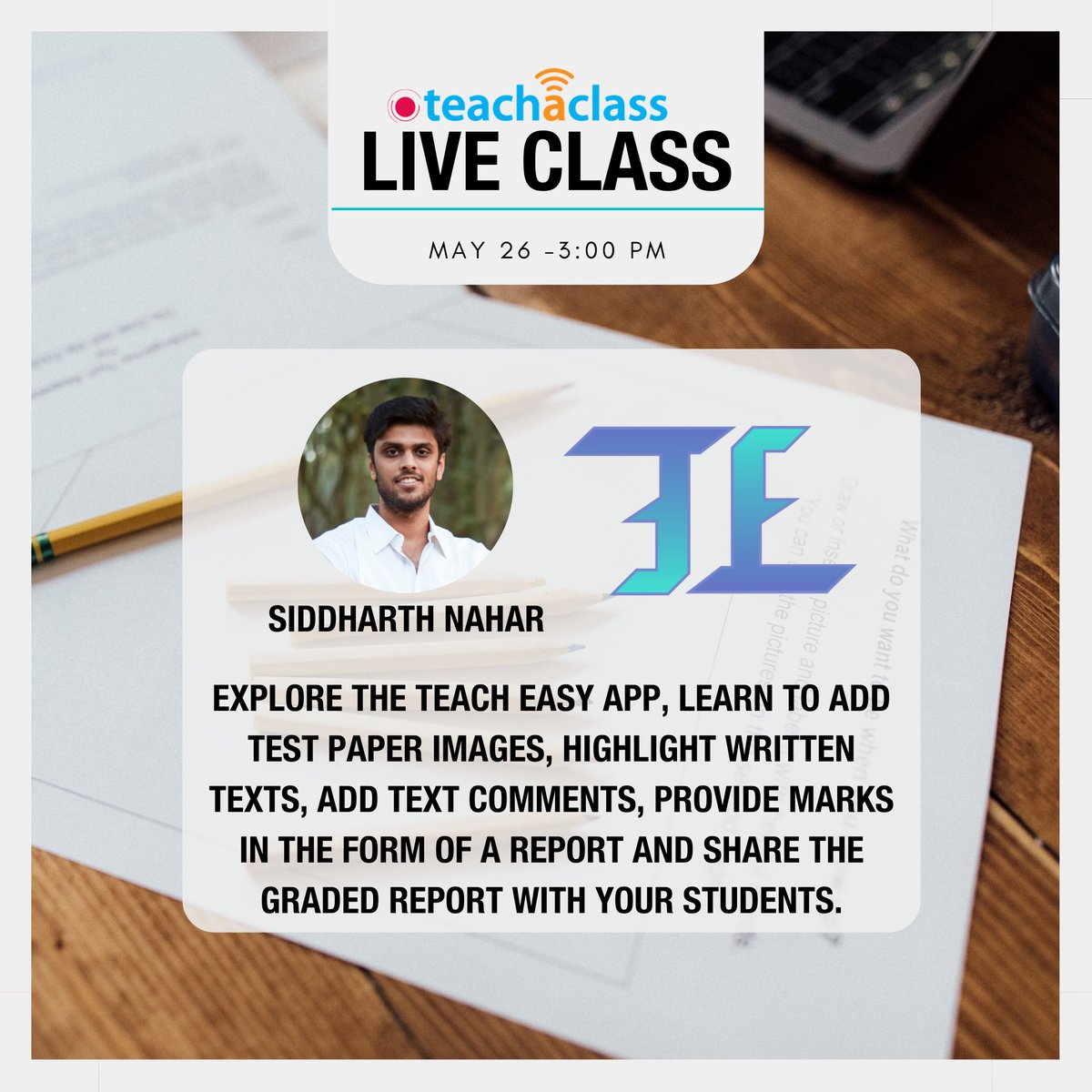 teachaclass's tweet image. Get ready for school!
Join us in our free live class on @TeachEasyApp today!

Sign up now on our new and user friendly platform now - tacliveclass.getomnify.com/#!/home

@kaushalsen_15 @sunandask21 @PurviParekh14 @rsehji @SucharitaSpeaks @awfrench1 
@biologygoddess @stemtactics