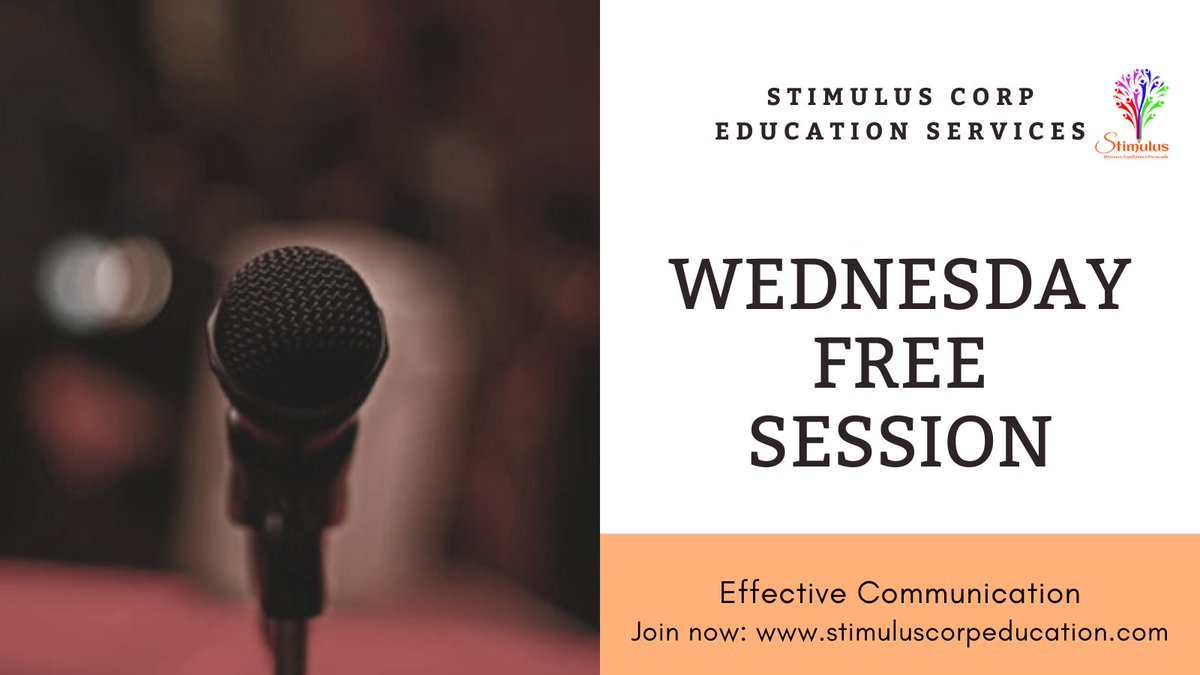 CorpStimulus's tweet image. Join our free session on EFFECTIVE COMMUNICATION today at 6pm.  

#free #Communication #WednesdayMotivation