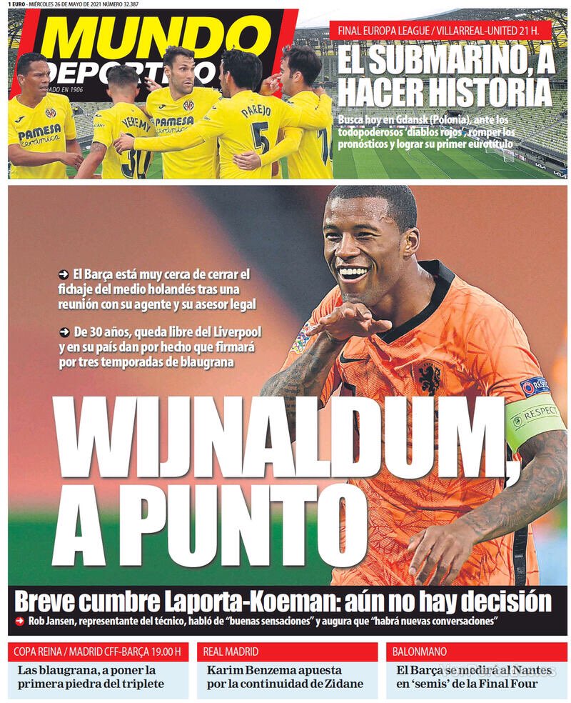 AgendaCadiz's tweet photo. 🗞 ¡Buenos días! Estas son las #portadas de la #prensa deportiva española de 
#hoy, 26 de mayo. #FelizMiércoles https://t.co/avH3y89L2o