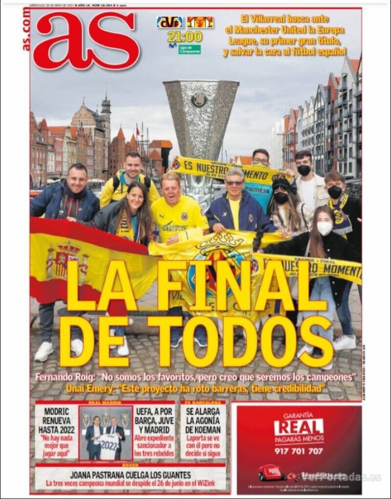 AgendaCadiz's tweet photo. 🗞 ¡Buenos días! Estas son las #portadas de la #prensa deportiva española de 
#hoy, 26 de mayo. #FelizMiércoles https://t.co/avH3y89L2o