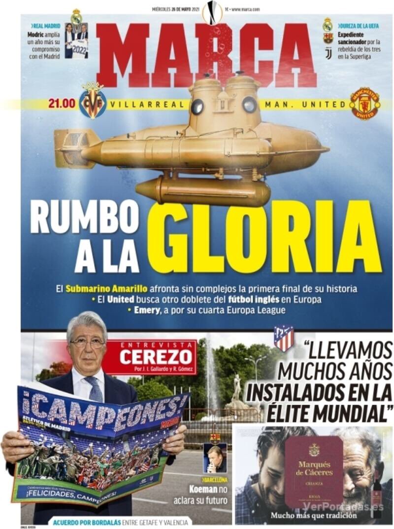 AgendaCadiz's tweet photo. 🗞 ¡Buenos días! Estas son las #portadas de la #prensa deportiva española de 
#hoy, 26 de mayo. #FelizMiércoles https://t.co/avH3y89L2o