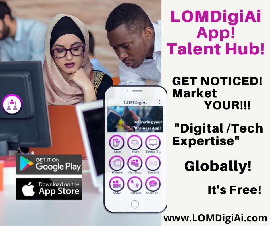 DigiLom's tweet photo. Go Digital and Promote yourself!
Let us get you noticed! 
Profile your #Digital #Tech skill set, fee structure and availability! Load a Profile and Video of your expertise! 
Go Digital and Pin the #LOMDigiAi #TalentHub
#startup 
#digital 
#Air 
#Jobs 
#WomenWhoCode https://t.co/0WCxeoEehk