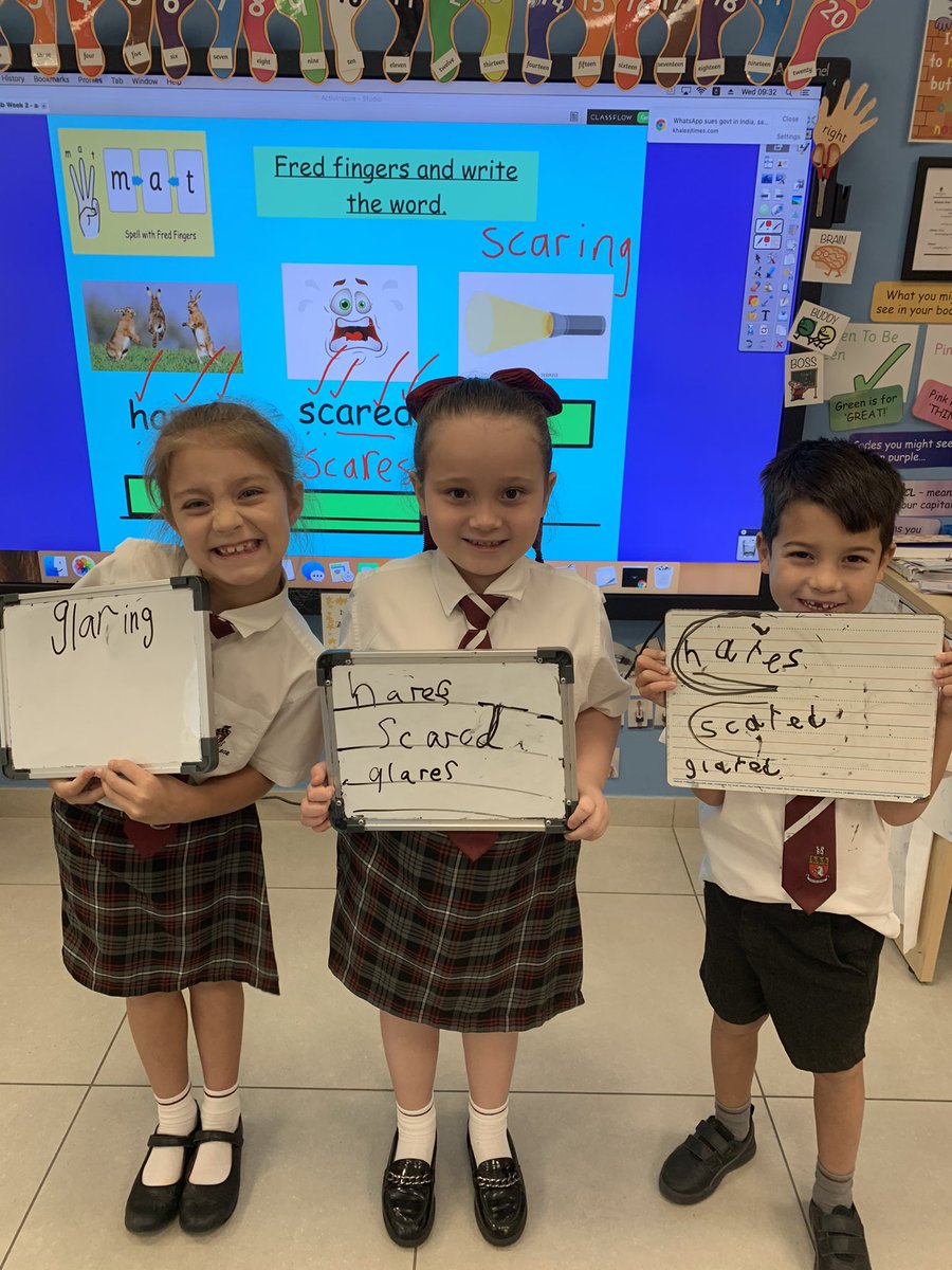We love it in <a href="/KCD_Year1/">Year 1 @ Kent College Dubai</a> when children transfer their understanding of plurals and present and past tense and independently add these to their words in phonics to challenge themselves. They changed ‘glare’ into glaring, glared, glares all by themselves 👏🏼@KentCollegeDXB