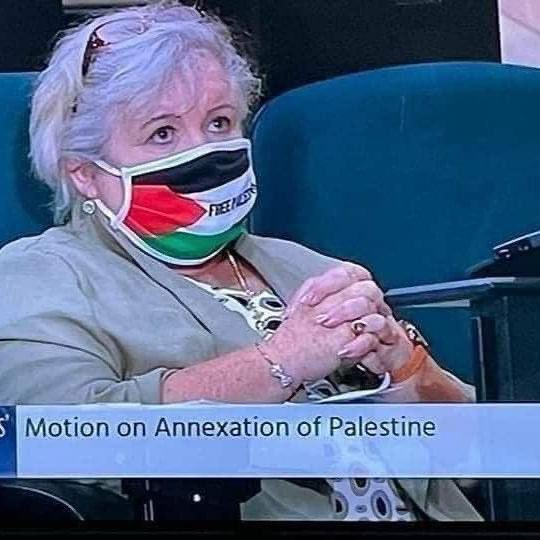 _SJPeace_'s tweet photo. Irish parliament members wearing masks with Palestinian symbols as a solidarity with Sheikh Jarrah and Palestine. 

FREE PALESTINE  ���🇪🇵🇸 https://t.co/XP11jrHSNo