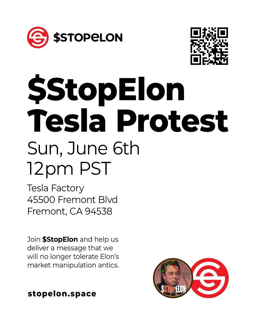 STOPELON_BSC's tweet image. Our first protest at Tesla factory, Fremont- California
Join us &amp;amp; let's show them what this movement means! 🚀🚀🚀🚀🚀
#STOPELON 
StopElon.space