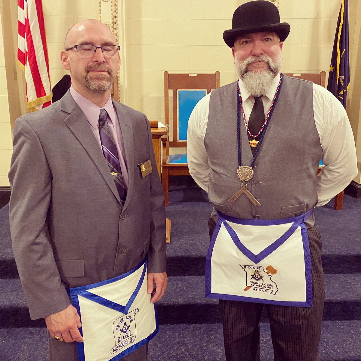 KansasCity220's tweet photo. Our official visit last night was a success! Thanks to our DDGL, RWB Kelly Mercer, &amp; our DDGM, RWB Corey Huntsucker, for all they do for the 18th #Masonic District of Missouri 

#MOMasons #Freemasons #LodgeNight #HeBlinked https://t.co/F1UnuUkft1
