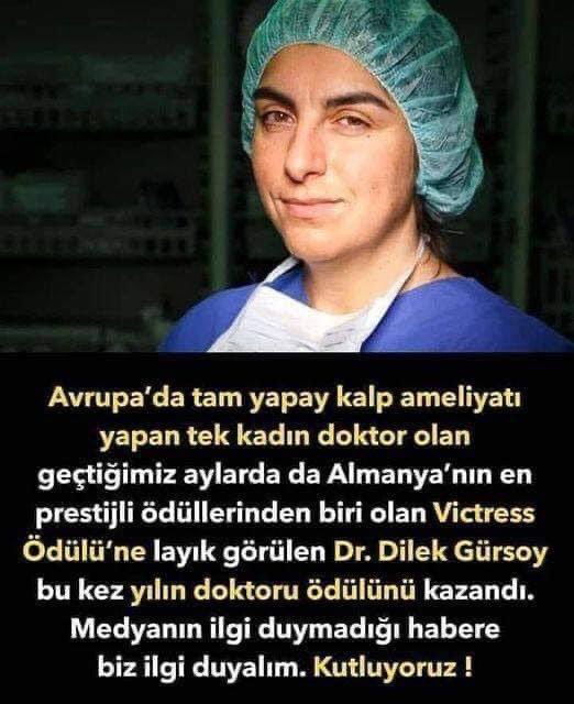 Hülya Avşar 'ı kenara atın asıl konuşmamız gereken kadın DR DİLEK GÜRSOY. BİR SANATÇININ SAÇMALIĞI KADAR HABER DEĞERİ OLMASADA ELİN GAVUR ÜLKELERİ DEĞERİNİ BİLİYOR. 

ALKIŞLAR DR DİLEK GÜRSOY'A GELSİN. 👏👏👏👏👏👏👏👏👏👏👏👏👏