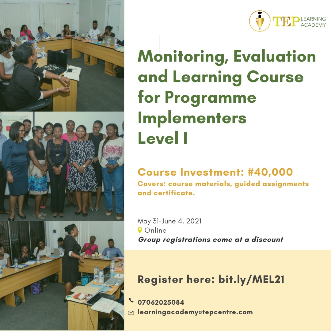 TEPLA_'s tweet photo. Our level I M&amp;E Course is open for registration! https://t.co/CG5ZrZBzD9

#learning #impact #assessment #evaluation #programme #logframe https://t.co/iLxEPgadxw